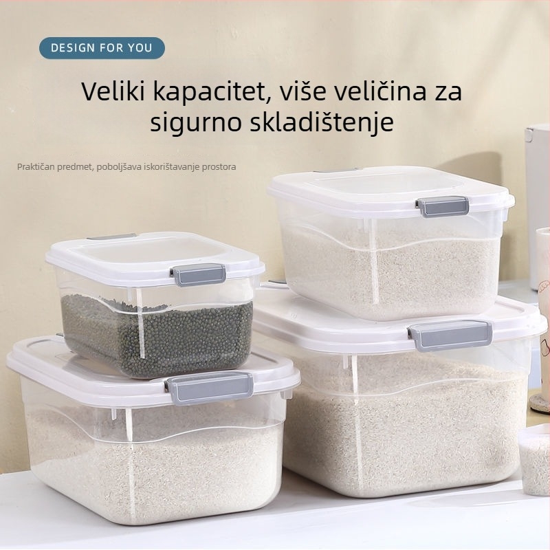 Plastična posuda za skladištenje riže za kućnu upotrebu, vodonepropusna i otporna na štetočine, prilagodljiva uz ispis logotipa