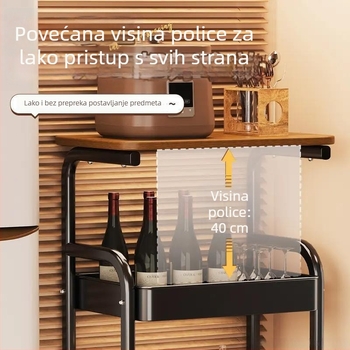 Vintage stil 3-etažni metalni skladišni stalak, pokretan, organizator za grickalice i sitnice u dnevnom boravku