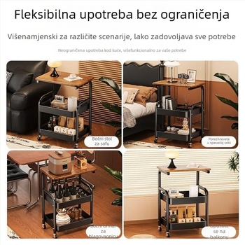 Vintage stil 3-etažni metalni skladišni stalak, pokretan, organizator za grickalice i sitnice u dnevnom boravku