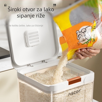 Spremnik za skladištenje riže, hrane kvalitete, otporan na insekte, otporan na vlagu, zatvoren, kapacitet 9–10 L, ABS plast