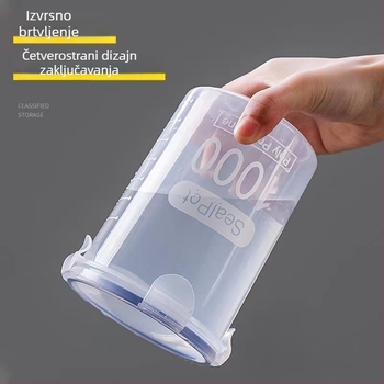 Plastična posuda za skladištenje žitarica, zatvoreni spremnik za hranu, okrugla, 800–1000 ml, kuhinja