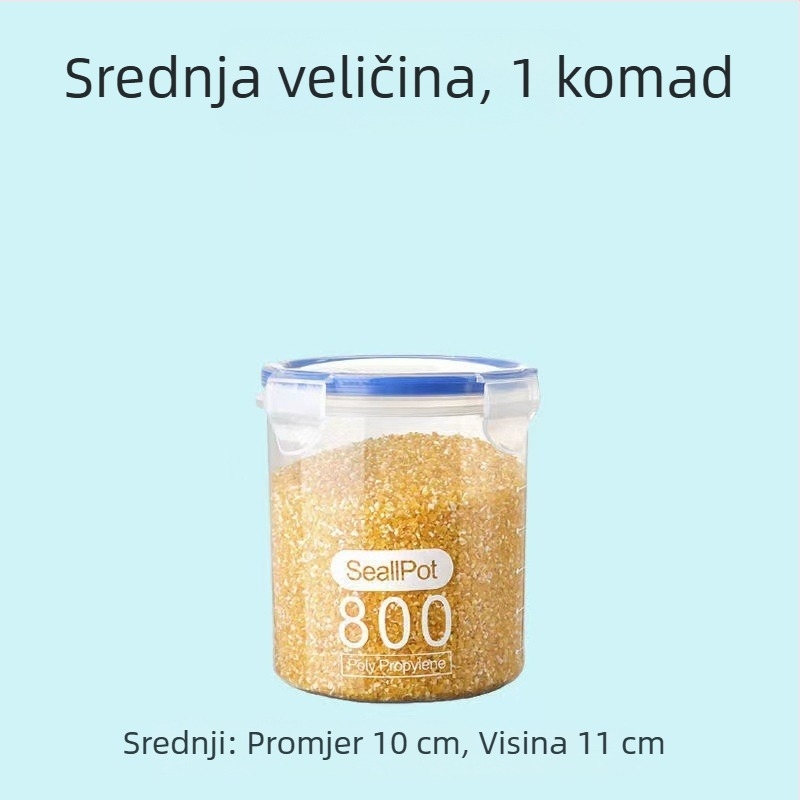 Plastična posuda za skladištenje žitarica, zatvoreni spremnik za hranu, okrugla, 800–1000 ml, kuhinja