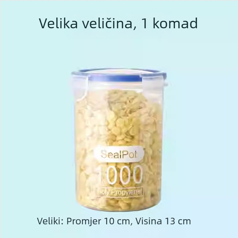 Plastična posuda za skladištenje žitarica, zatvoreni spremnik za hranu, okrugla, 800–1000 ml, kuhinja