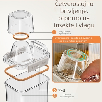 Plastični kvadratni spremnik za kućnu pohranu s brtvom protiv insekata i vlage (Materijal: plastika; Stil: moderni minimalizam; Oblik: kvadrat; Kategorija: spremnik za pohranu)