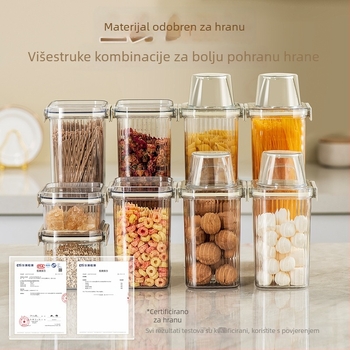Plastični kvadratni spremnik za kućnu pohranu s brtvom protiv insekata i vlage (Materijal: plastika; Stil: moderni minimalizam; Oblik: kvadrat; Kategorija: spremnik za pohranu)