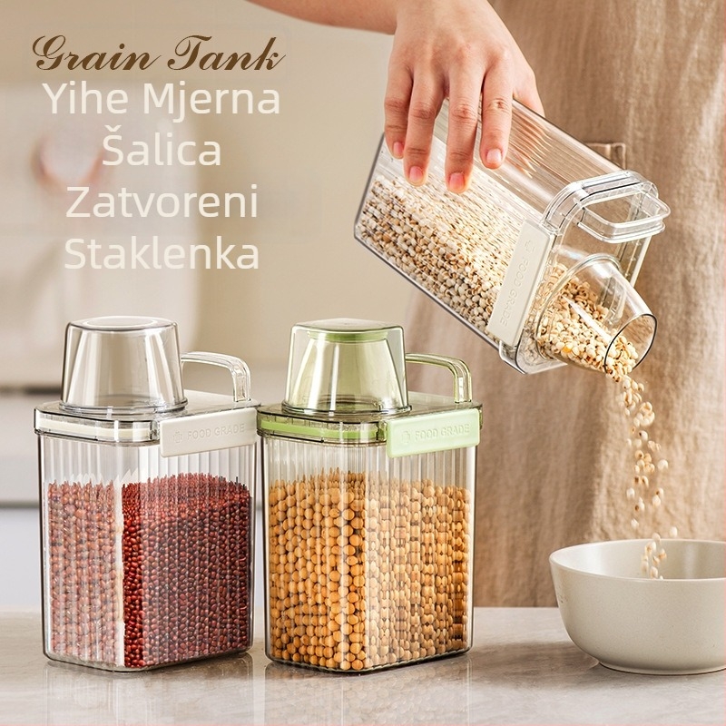 Plastični kvadratni spremnik za kućnu pohranu s brtvom protiv insekata i vlage (Materijal: plastika; Stil: moderni minimalizam; Oblik: kvadrat; Kategorija: spremnik za pohranu)