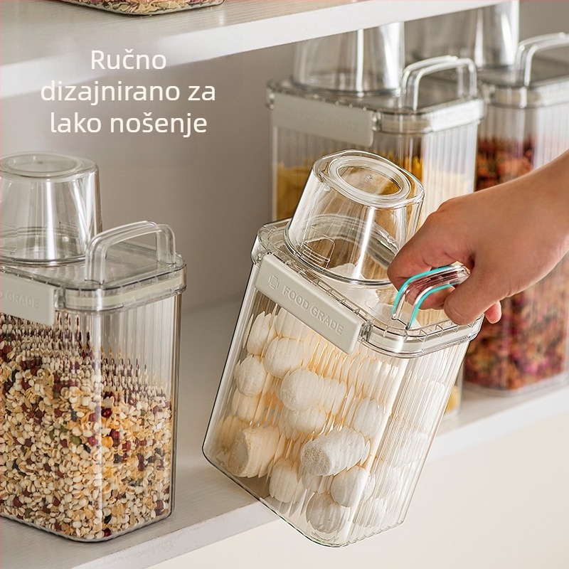 Plastični kvadratni spremnik za kućnu pohranu s brtvom protiv insekata i vlage (Materijal: plastika; Stil: moderni minimalizam; Oblik: kvadrat; Kategorija: spremnik za pohranu)