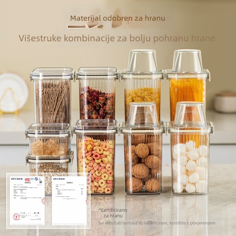 Plastični kvadratni spremnik za kućnu pohranu s brtvom protiv insekata i vlage (Materijal: plastika; Stil: moderni minimalizam; Oblik: kvadrat; Kategorija: spremnik za pohranu)