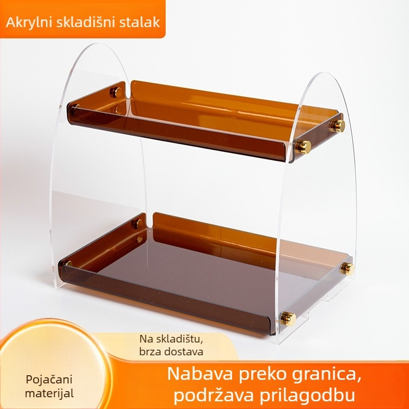 Akrilni dvostruki organizator za šminku za stolnu površinu – minimalistički stil