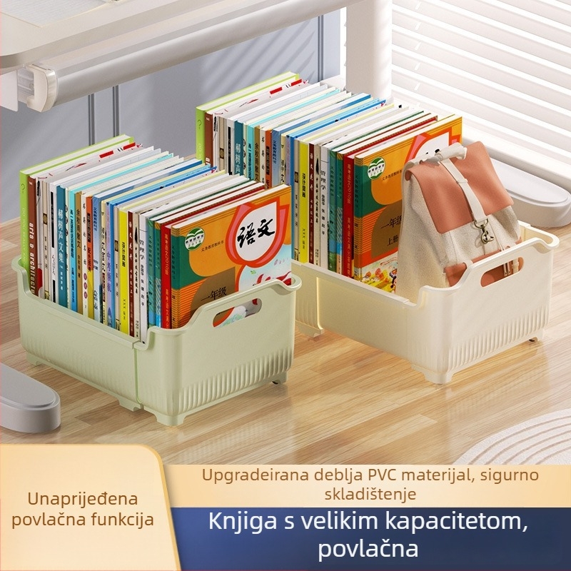 Sklopiva kutija za knjige s kotačićima uz radni stol, velika kapaciteta, plastična konstrukcija