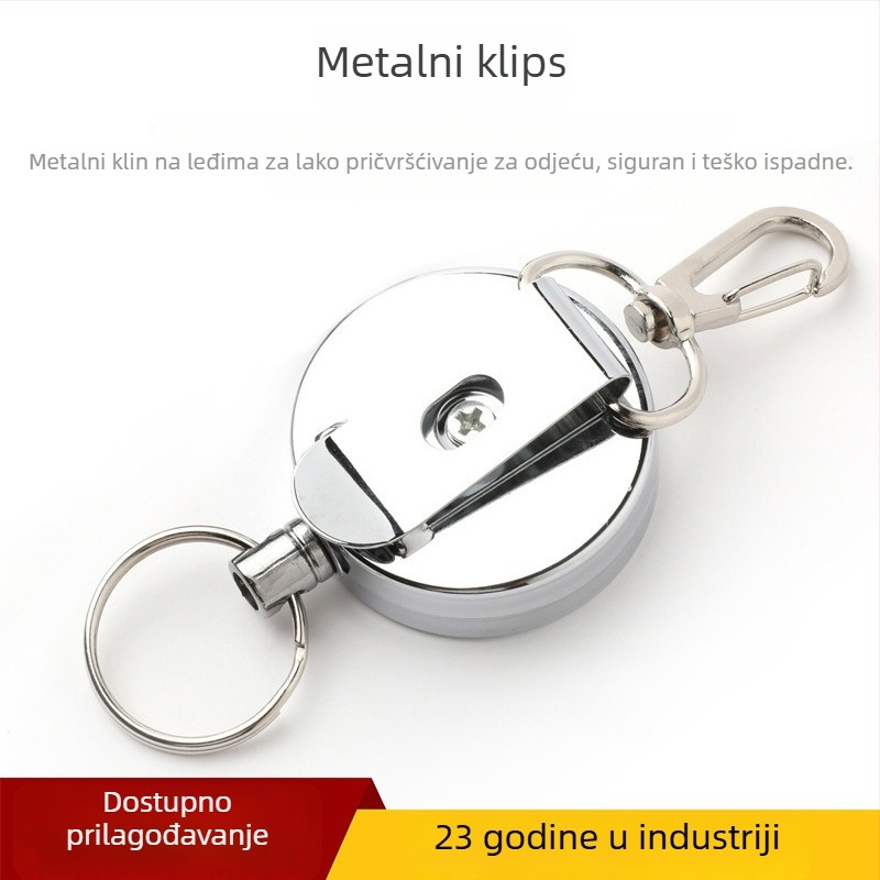 Teleskopska karabiner-ključevi, potpuno metalna, vanjska uporaba, zaštita od krađe, D-oblik ravne kopče 6723, bez logotipa, mogućnost prilagođavanja