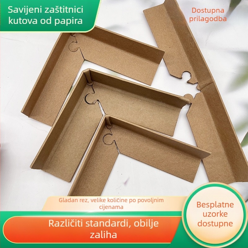 Papirni zaštitnik kutova s bravom; materijali: kraft papir i vlaknasti papir iz cijevi; način spajanja: ljepilo kraft papira i vlaknaste cijevi; otisak logotipa: Da; Brand: Emily