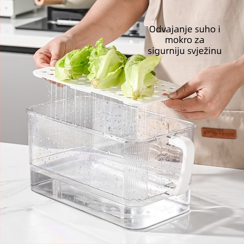 Kutija za pohranu u hladnjaku, PET materijal, prozirna, prehrambena sigurnost, zatvorena i s odvodom