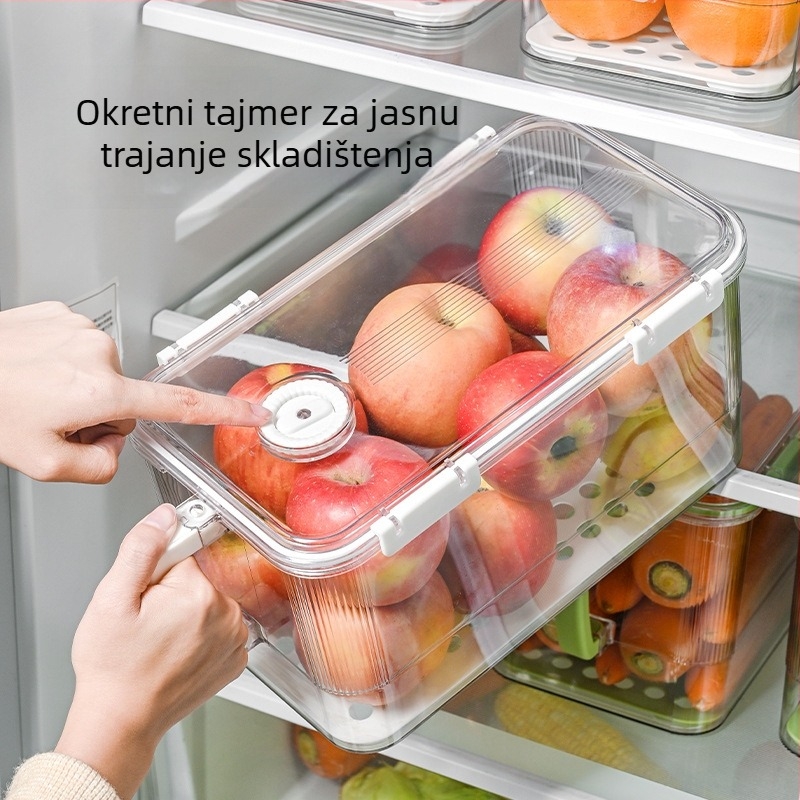 Kutija za pohranu u hladnjaku, PET materijal, prozirna, prehrambena sigurnost, zatvorena i s odvodom