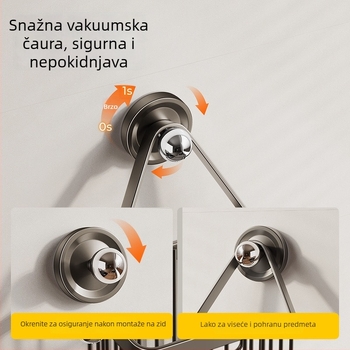 Zidni kuhinjski organizator za luk, đumbir i češnjak — ugljična čelična konstrukcija, nosivost oko 5 kg, premaz plastikom u spreju, model Cftg13999nyb