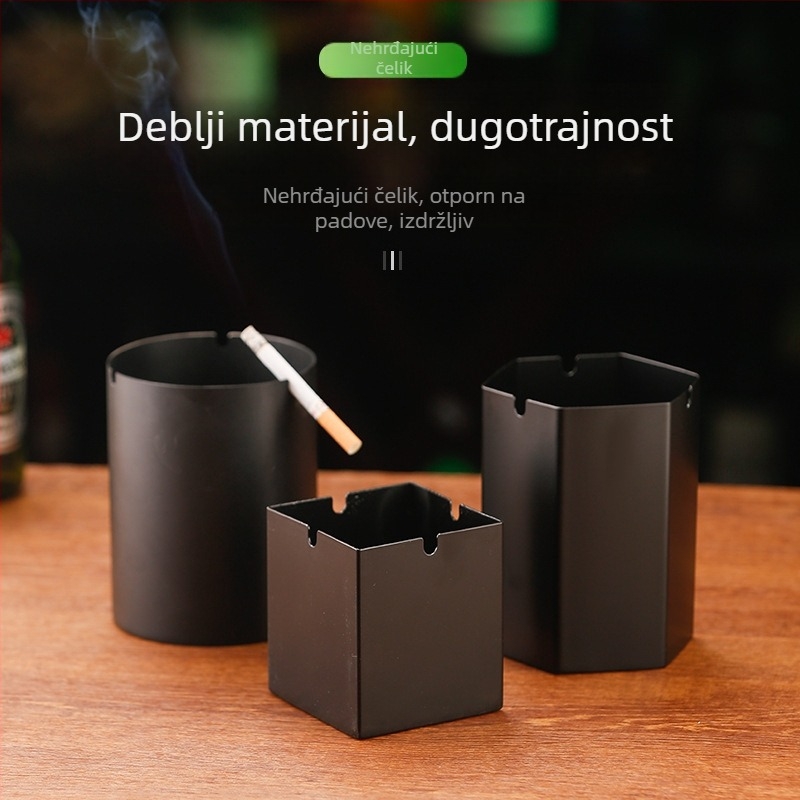 Pepeljara od nehrđajućeg čelika s vjetro zaštitom i spremnikom za pohranu te mogućnošću logotipa — za bar, KTV, hotel i dom