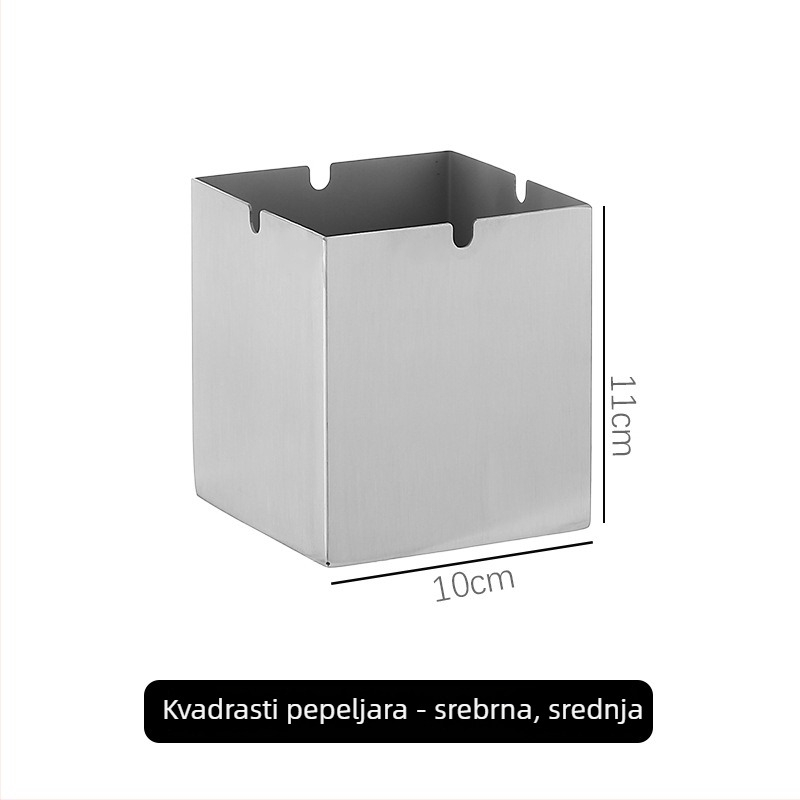 Pepeljara od nehrđajućeg čelika s vjetro zaštitom i spremnikom za pohranu te mogućnošću logotipa — za bar, KTV, hotel i dom