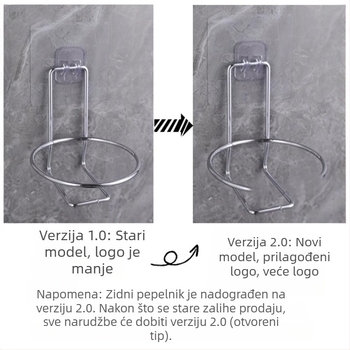 Zidna pepeljara od nehrđajućeg čelika s mogućnošću ispisa logotipa, bez probijanja