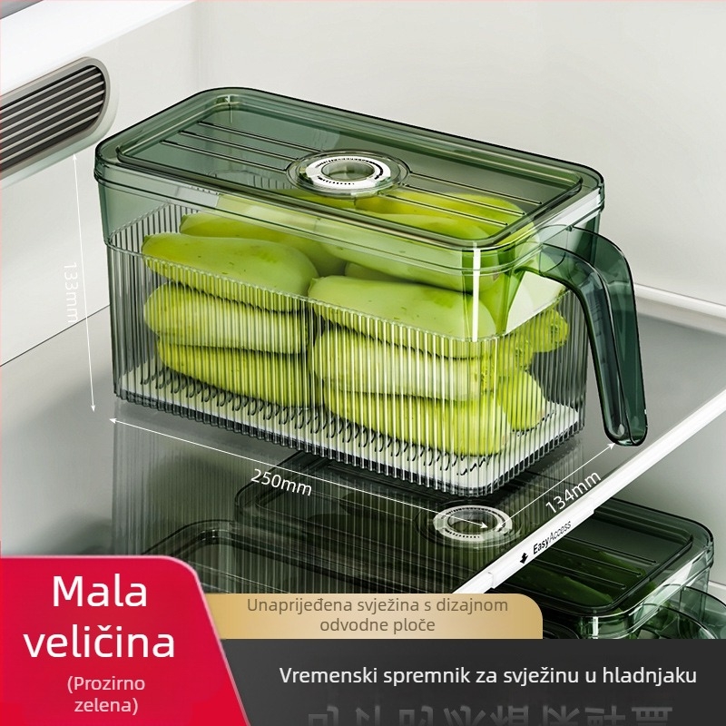 Kutija za skladištenje u hladnjaku – zatvorena za svježinu, prijenosna i slagiva, materijal PP+PET