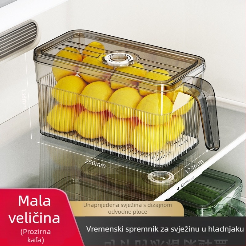 Kutija za skladištenje u hladnjaku – zatvorena za svježinu, prijenosna i slagiva, materijal PP+PET