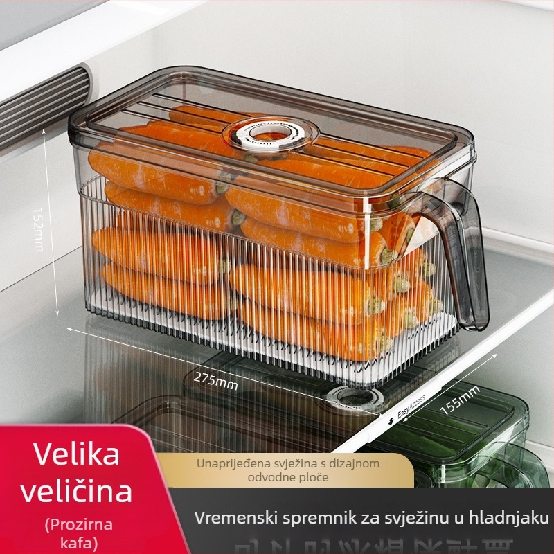 Kutija za skladištenje u hladnjaku – zatvorena za svježinu, prijenosna i slagiva, materijal PP+PET
