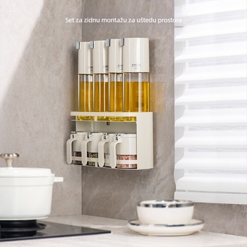 Zidni stalak za začine od nehrđajućeg čelika – kuhinja, pohranjivanje bočica sa začinima, montaža bez bušenja