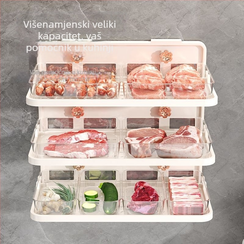 Kuhinjski organizator tanjura s usisnim držačem, trostupanjski, zidni bez bušenja, ABS+PET, nosivost 5 kg