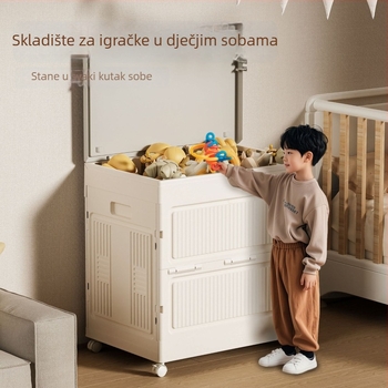 Dječja kutija za pohranu igračaka s preklopnim poklopcem, 135L, PP plastika, sklopiva, s kotačićima