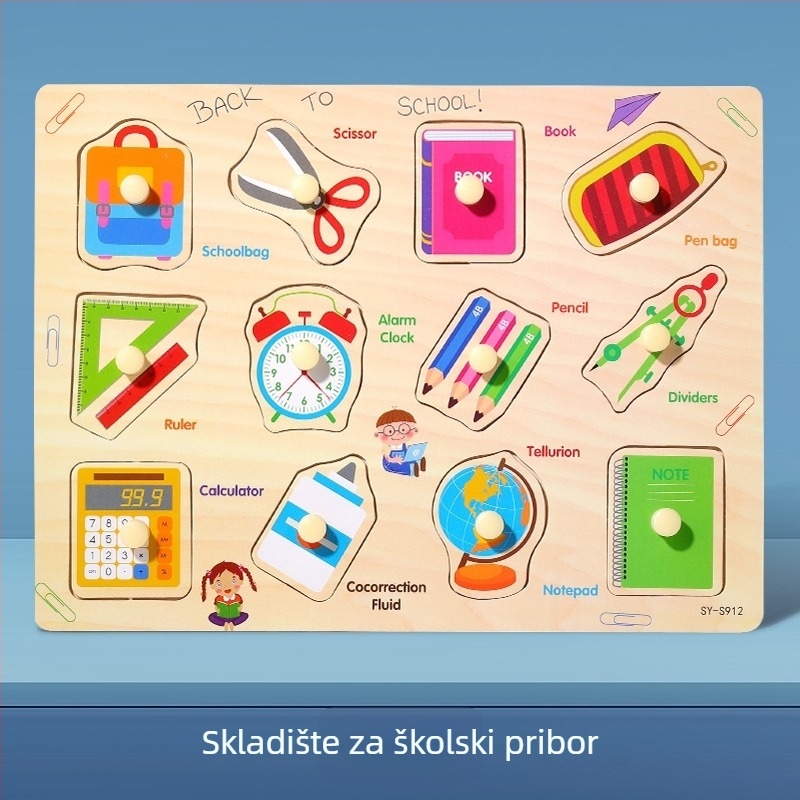 Drveni trodimenzionalni puzzle panel za djecu s oblicima životinja i voća, Montessori-inspirirano predškolsko učenje (Dob: 4–6 godina; Podrijetlo: Zhejiang; Kategorija: ilustracije i ploče)