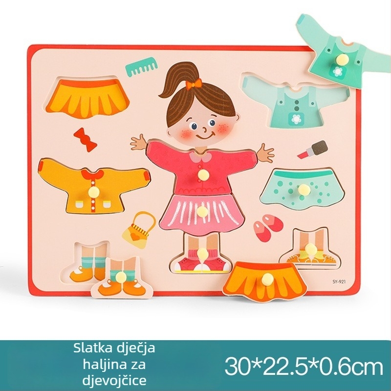 Drveni trodimenzionalni puzzle panel za djecu s oblicima životinja i voća, Montessori-inspirirano predškolsko učenje (Dob: 4–6 godina; Podrijetlo: Zhejiang; Kategorija: ilustracije i ploče)