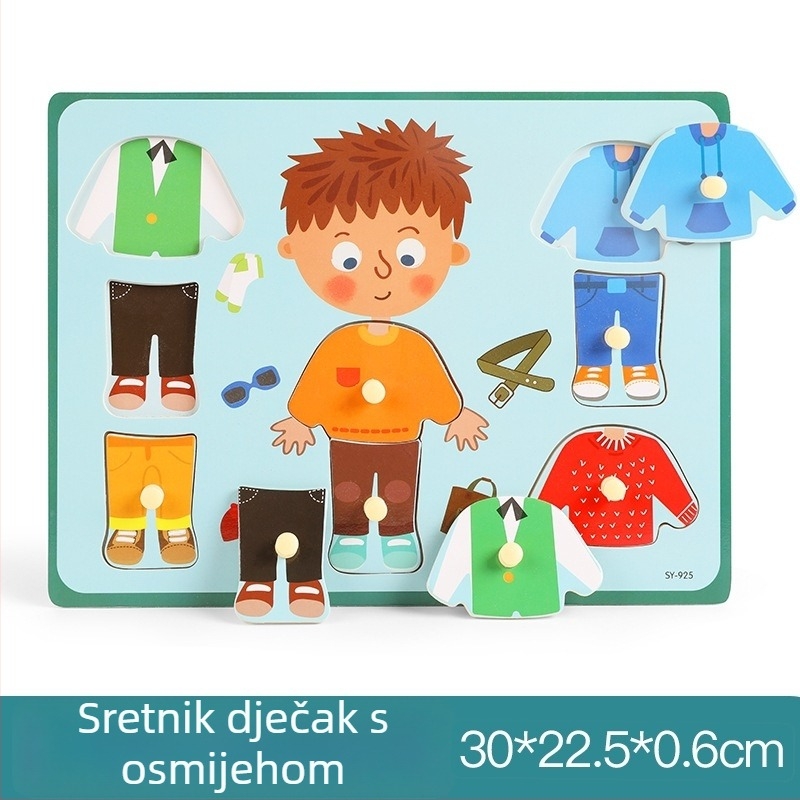 Drveni trodimenzionalni puzzle panel za djecu s oblicima životinja i voća, Montessori-inspirirano predškolsko učenje (Dob: 4–6 godina; Podrijetlo: Zhejiang; Kategorija: ilustracije i ploče)