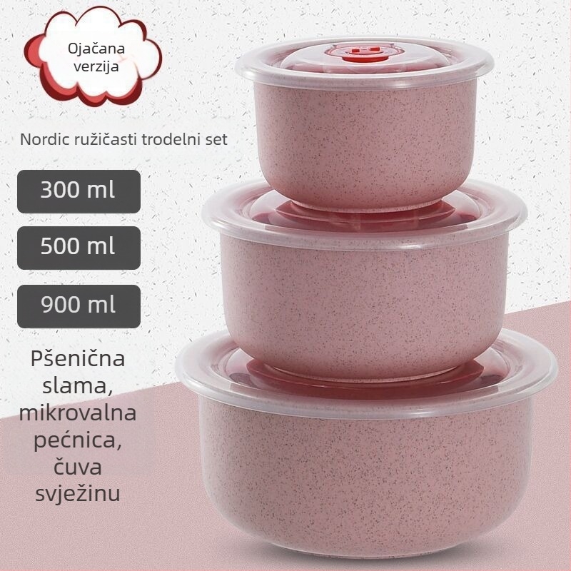 Kutija za hranu od pšenične slame, okrugli oblik, kapacitet 501–800 ml, nije pogodno za mikrovalnu pećnicu