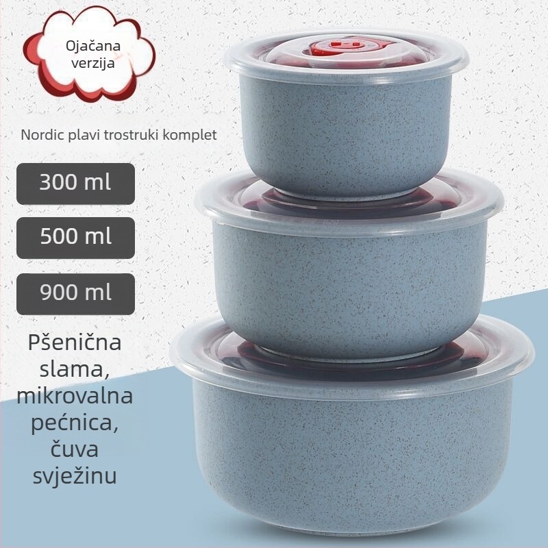 Kutija za hranu od pšenične slame, okrugli oblik, kapacitet 501–800 ml, nije pogodno za mikrovalnu pećnicu