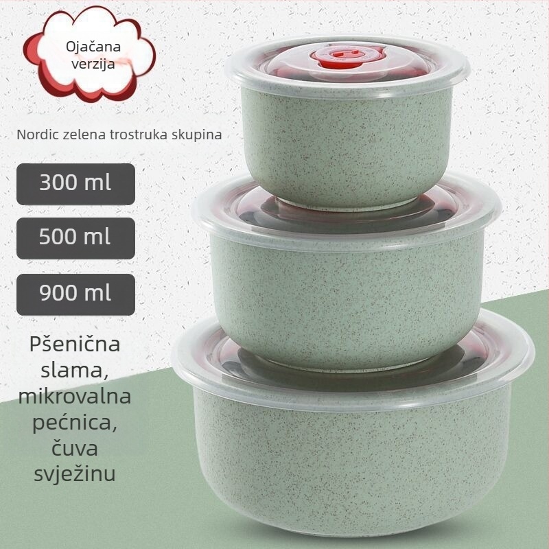 Kutija za hranu od pšenične slame, okrugli oblik, kapacitet 501–800 ml, nije pogodno za mikrovalnu pećnicu