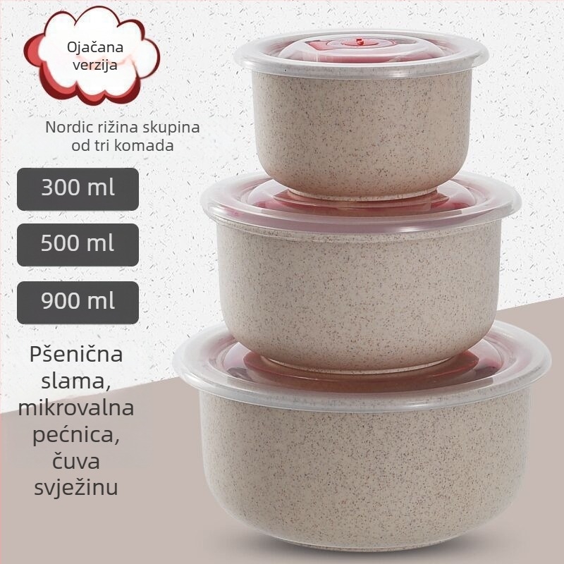 Kutija za hranu od pšenične slame, okrugli oblik, kapacitet 501–800 ml, nije pogodno za mikrovalnu pećnicu