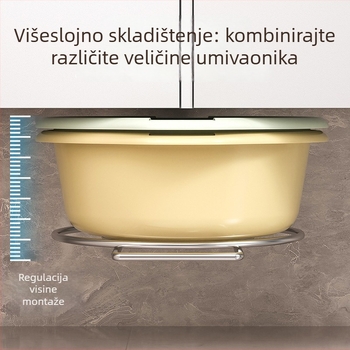 Zidni stalak za umivaonik od nehrđajućeg čelika, bez bušenja, jednostupanjski