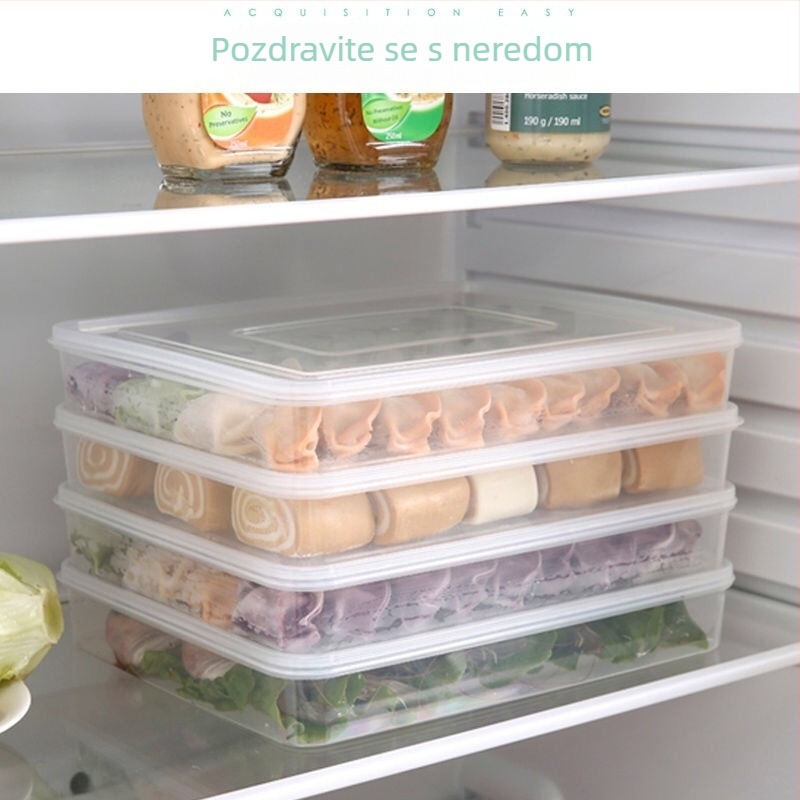 Velika PP kutija za skladištenje u hladnjaku s poklopcem, višeslojna, za zamrzavanje knedli