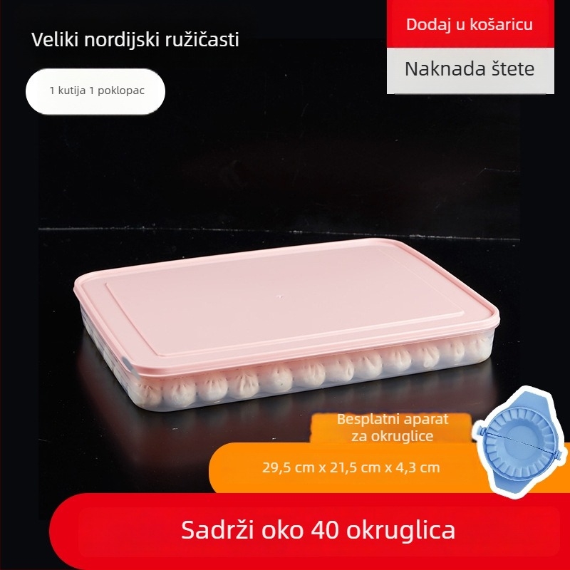 Velika PP kutija za skladištenje u hladnjaku s poklopcem, višeslojna, za zamrzavanje knedli