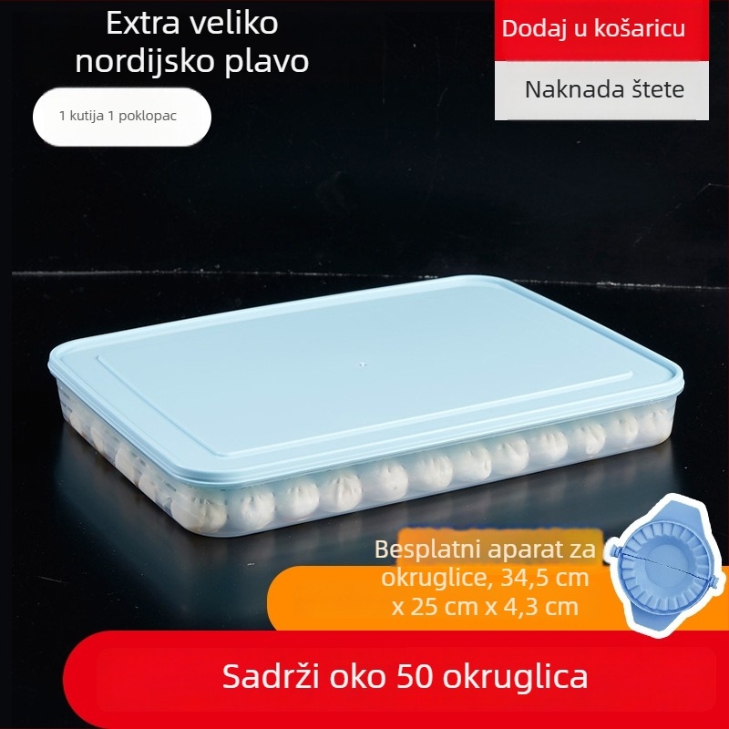 Velika PP kutija za skladištenje u hladnjaku s poklopcem, višeslojna, za zamrzavanje knedli