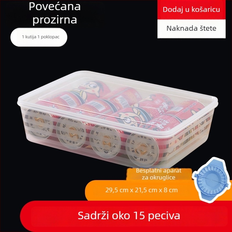 Velika PP kutija za skladištenje u hladnjaku s poklopcem, višeslojna, za zamrzavanje knedli