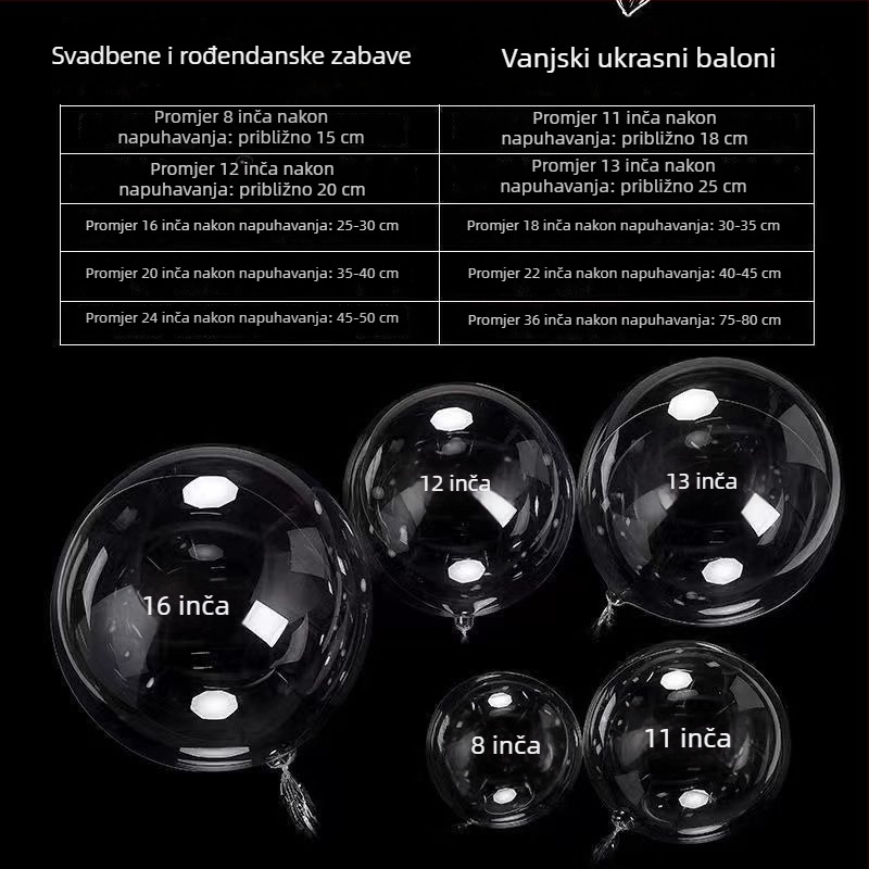 Prozirni lebdeći baloni, 12 inča, paket 50 komada, bez rastezanja, za proslave rođendana