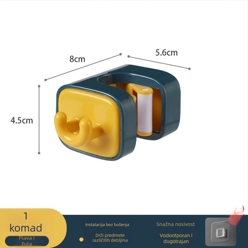Zidni držač za mop – bez bušenja, plastični, višenamjenski klips i kuka, za kuhinju, kupaonicu i spavaću sobu