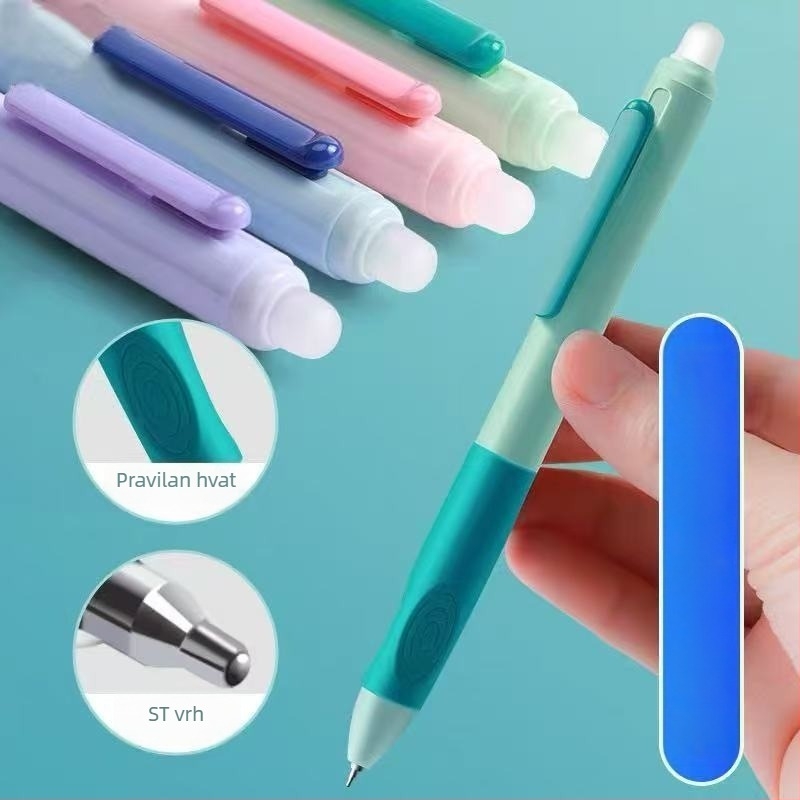 Izbrisivo gel pero s vodotopnim tintom, čelični vrh, pritisni mehanizam