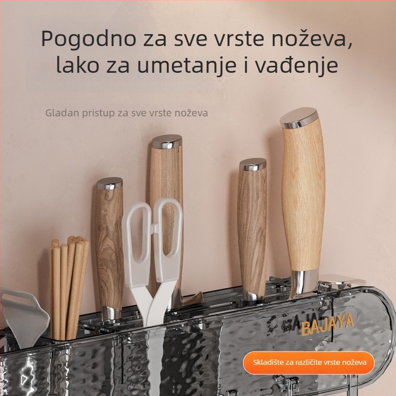 Pokretni držač noževa i špatula za zid, kuhinjski stalak, plastični