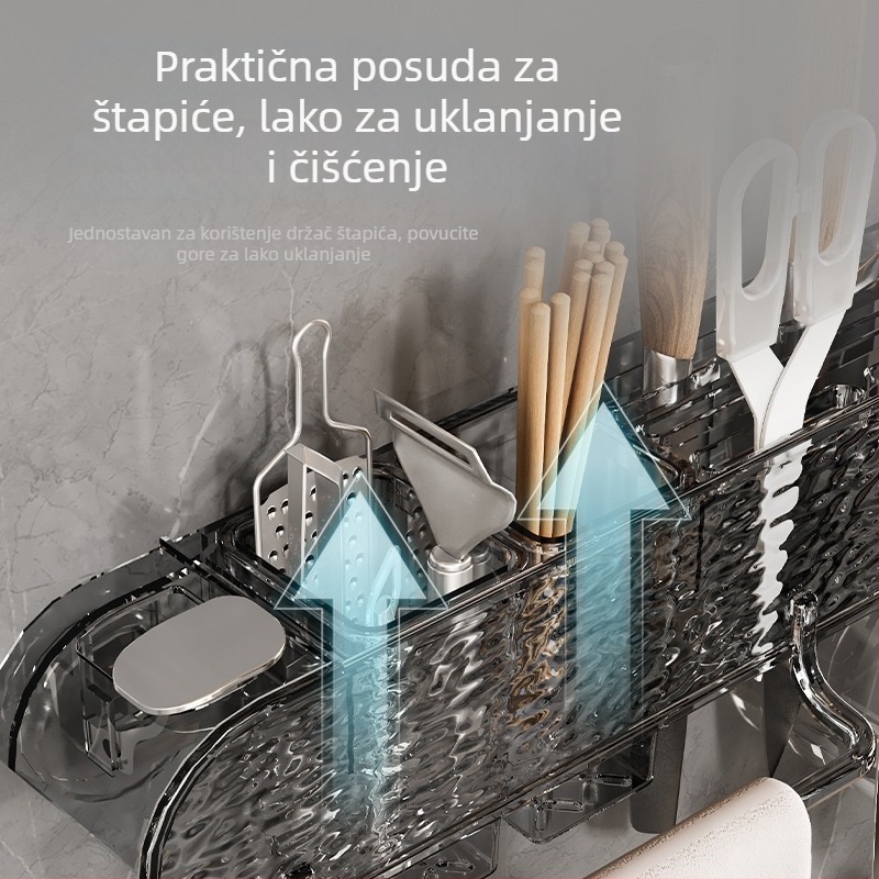 Pokretni držač noževa i špatula za zid, kuhinjski stalak, plastični