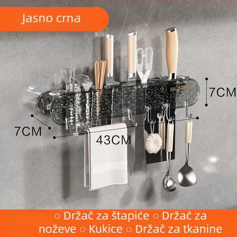 Pokretni držač noževa i špatula za zid, kuhinjski stalak, plastični