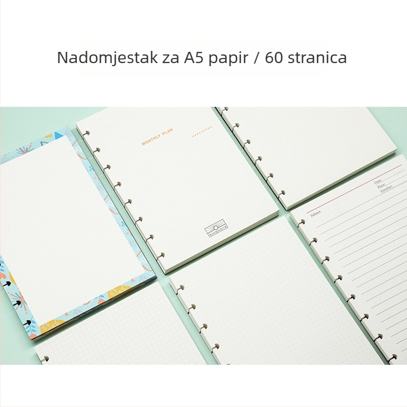 RINGNOTE Bilježnica s gljivičnim otvorima, 8 rupa, 60 listova, papir za pisanje, otisnut logotip, mogućnost prilagodbe