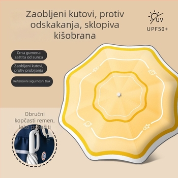 Dječji kišobran s automatskim otvaranjem, 8 rebara od vlakana, duga drška, UPF 50+ za školu