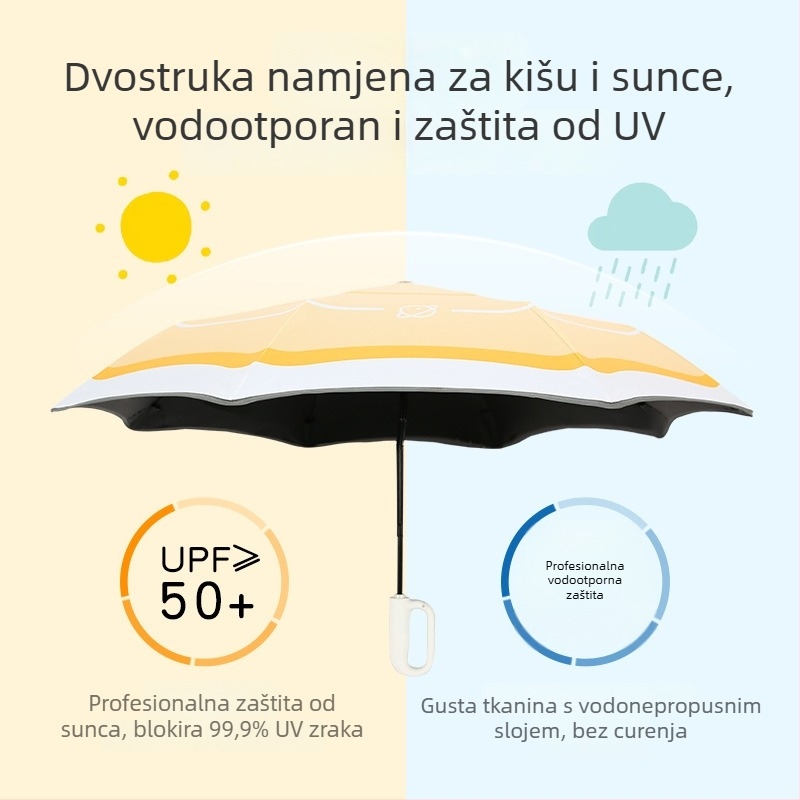 Dječji kišobran s automatskim otvaranjem, 8 rebara od vlakana, duga drška, UPF 50+ za školu