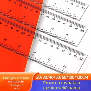 Duga ravnala za crtanje i mjerenje, otporna na habanje, visoka preciznost, za učenike, plastična konstrukcija